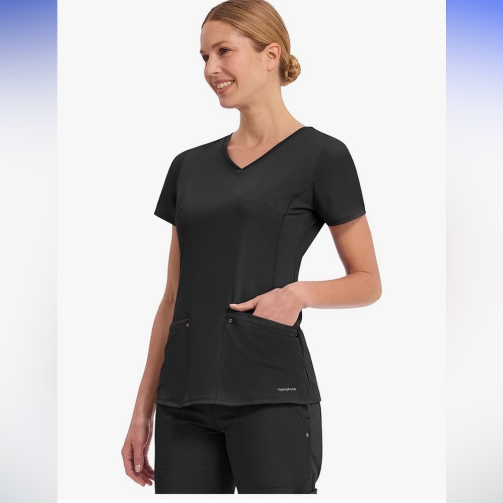 Healing Hands 2 way stretch v neck women’s scrub top- NWT